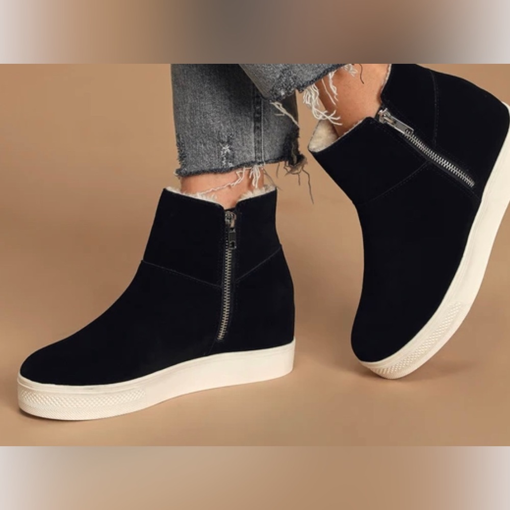 New Steve Madden Wanda Black Suede Boots Size 7